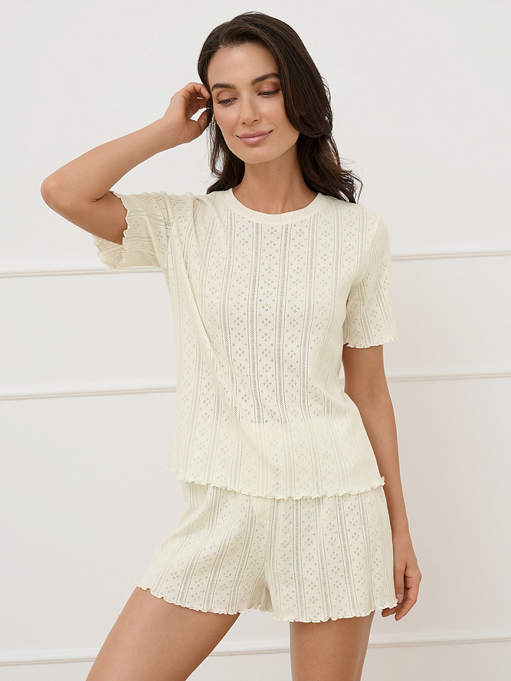 OmD 0260D POINTELLE Пижама жен. (Футболка+Шорты с гульфиком), СО, OMSA