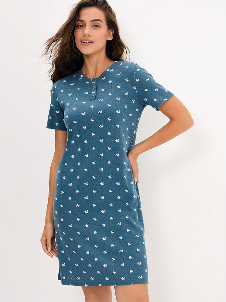     OmD 0114D POINTELLE PRINT AW26 Сорочка ночная жен. (кор.рукав), СО, OMSA