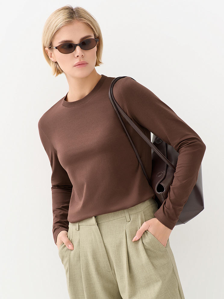 OmT_D1631 Лонгслив женский прямого кроя, CO+EL, OMSA