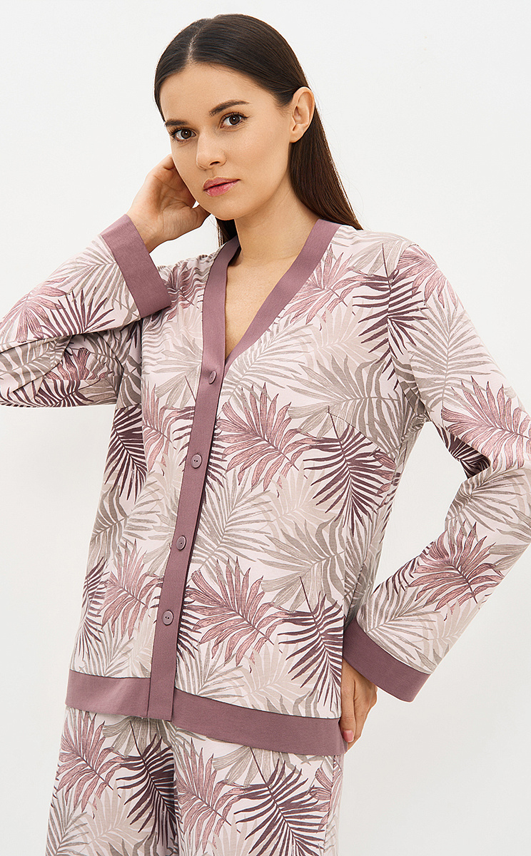 OmD 0232D SELVATICA Пижама принт. жен. (Рубашка+Брюки прямые), CO, OMSA