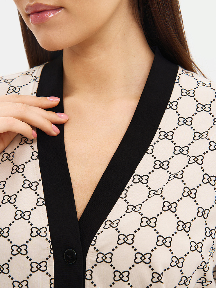 OmD 0244D ALTA MODA Пижама принт. жен. (Рубашка кор.рукав+Брюки прямые), CO, OMSA