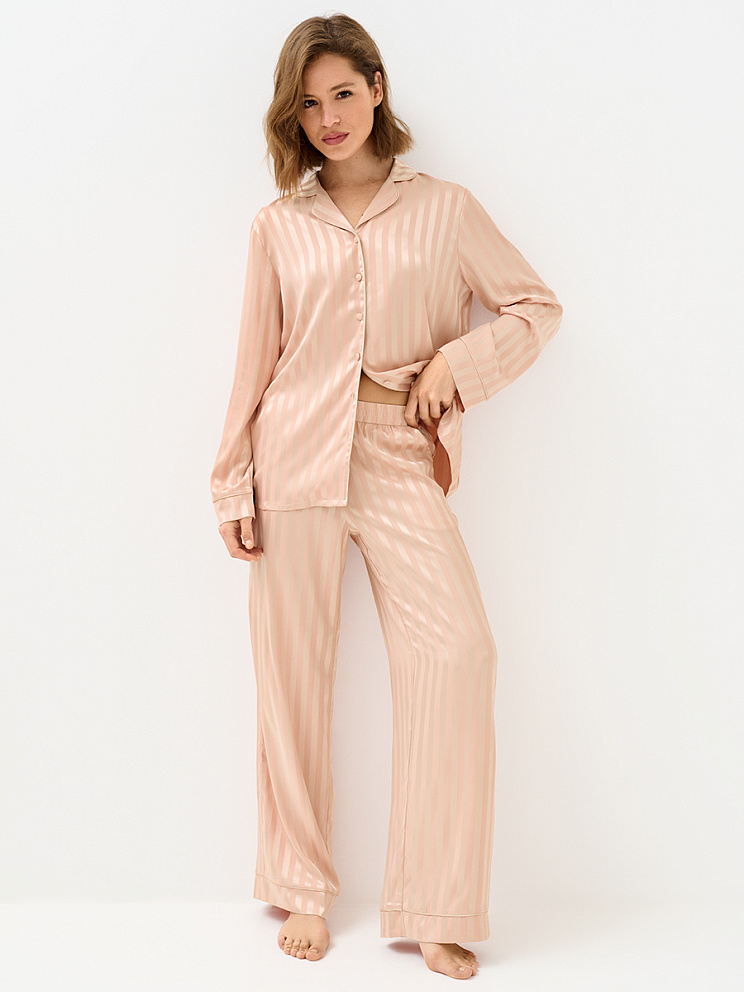 OmD 0231D LINE Пижама жен. (Рубашка+Брюки жаккард), PL, OMSA