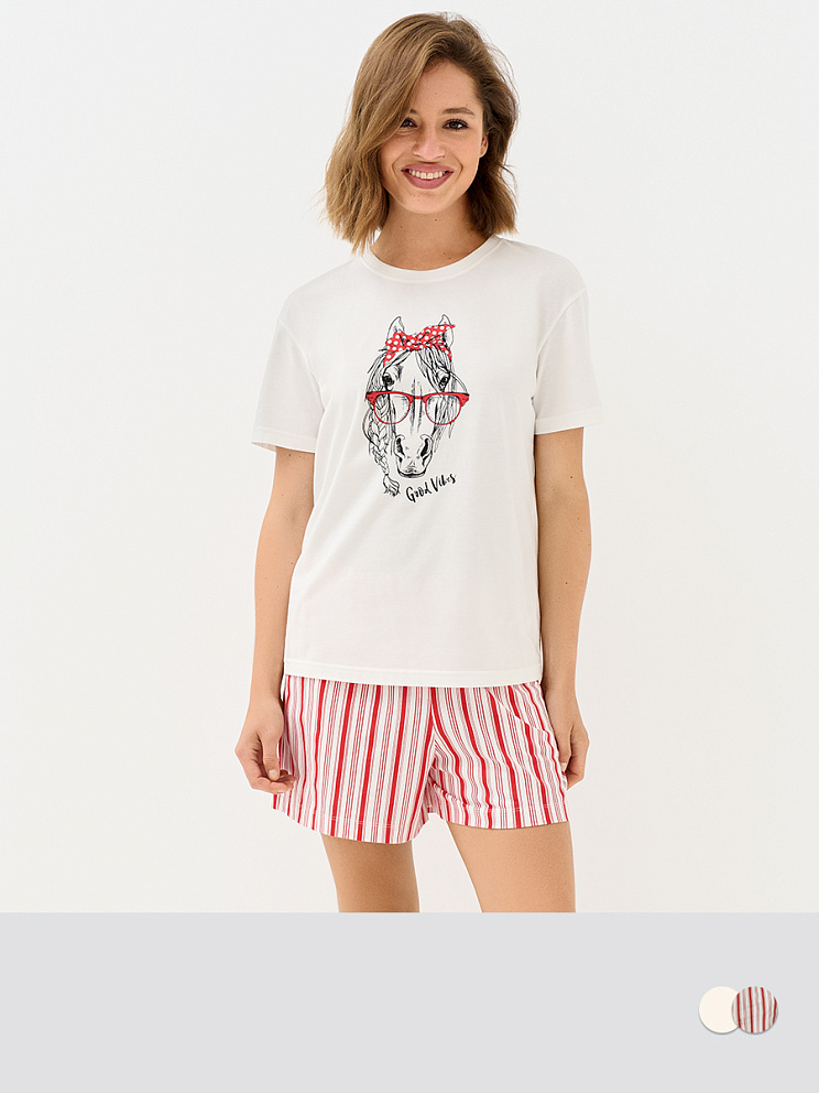 OmD 0235D CAVALLINO Пижама жен. (Футболка + шорты), СО, OMSA