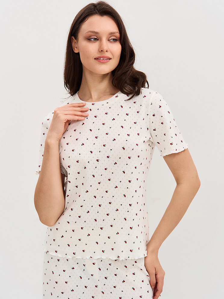    OmD 0260D POINTELLE PRINT Пижама жен. (Футболка+Шорты с гульфиком), СО, OMSA