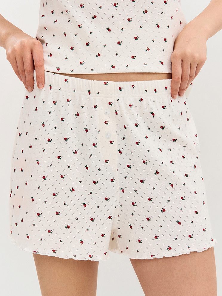    OmD 0260D POINTELLE PRINT Пижама жен. (Футболка+Шорты с гульфиком), СО, OMSA
