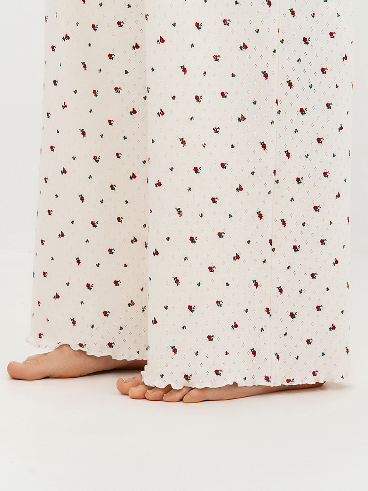    OmD 0250D POINTELLE PRINT Пижама жен. (Футболка+Брюки широкие с гульфиком), СО, OMSA