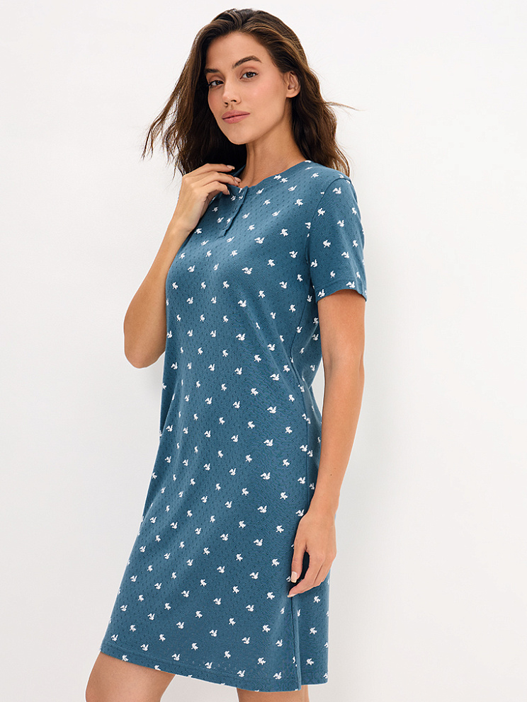     OmD 0114D POINTELLE PRINT AW26 Сорочка ночная жен. (кор.рукав), СО, OMSA