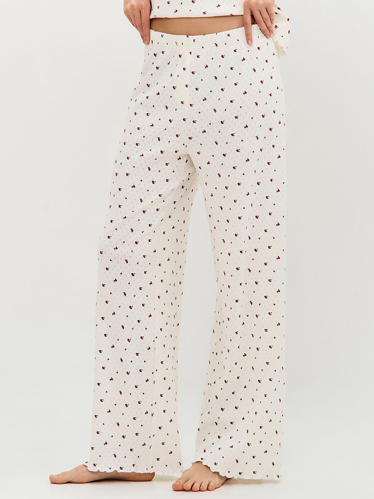    OmD 0250D POINTELLE PRINT Пижама жен. (Футболка+Брюки широкие с гульфиком), СО, OMSA