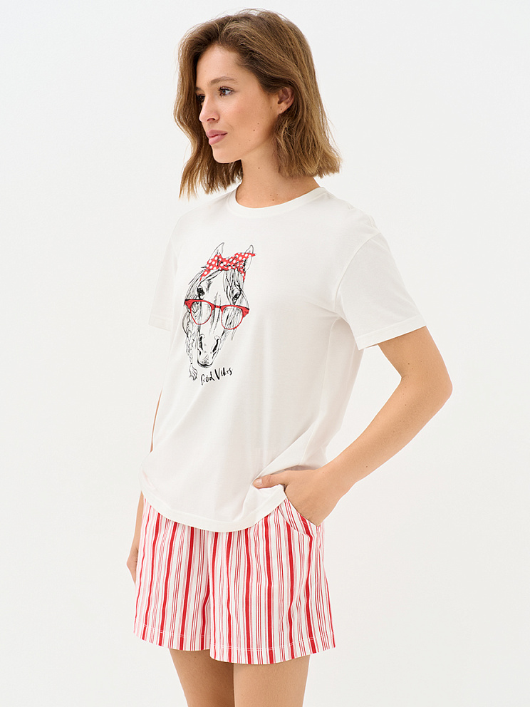 OmD 0235D CAVALLINO Пижама жен. (Футболка + шорты), СО, OMSA