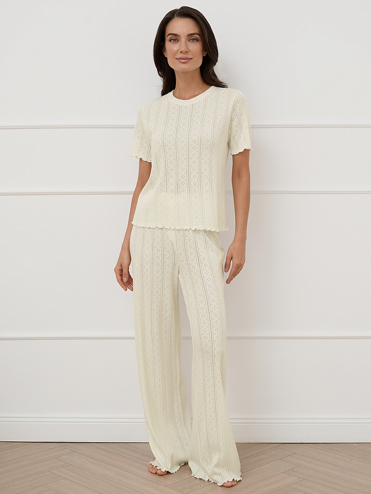 OmD 0250D POINTELLE Пижама жен. (Футболка+Брюки широкие с гульфиком), СО, OMSA