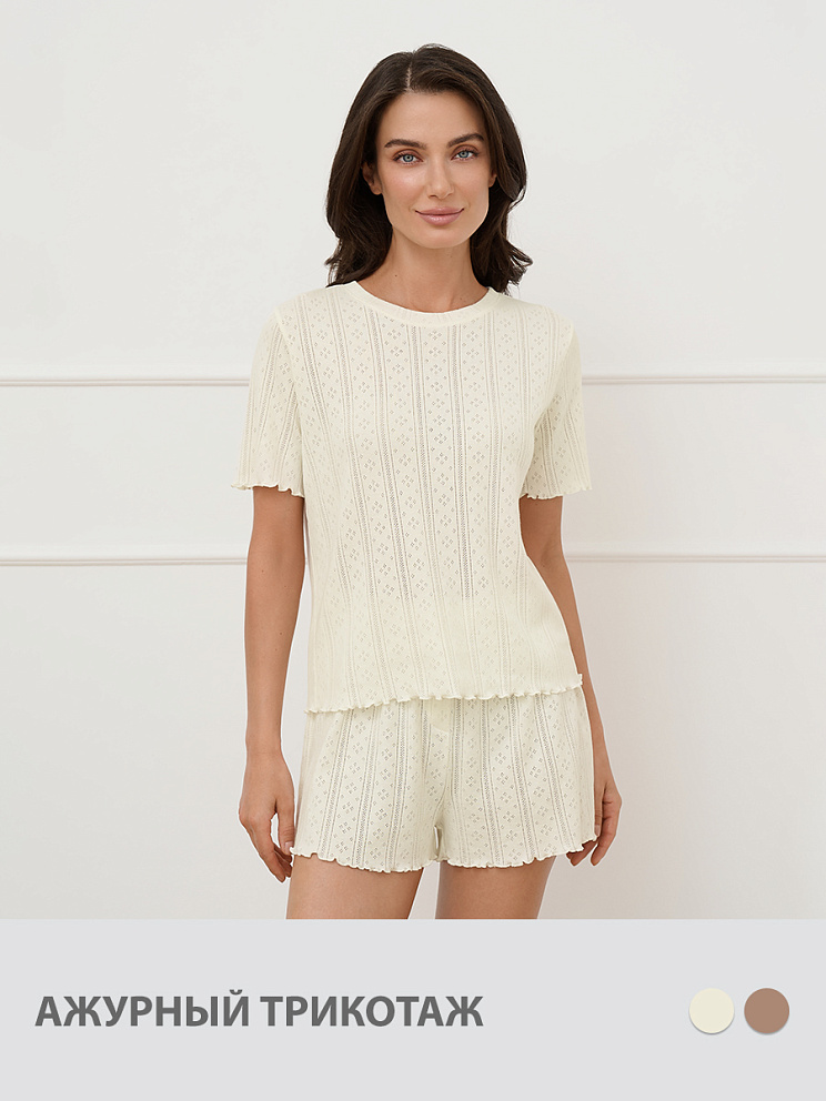 OmD 0260D POINTELLE Пижама жен. (Футболка+Шорты с гульфиком), СО, OMSA