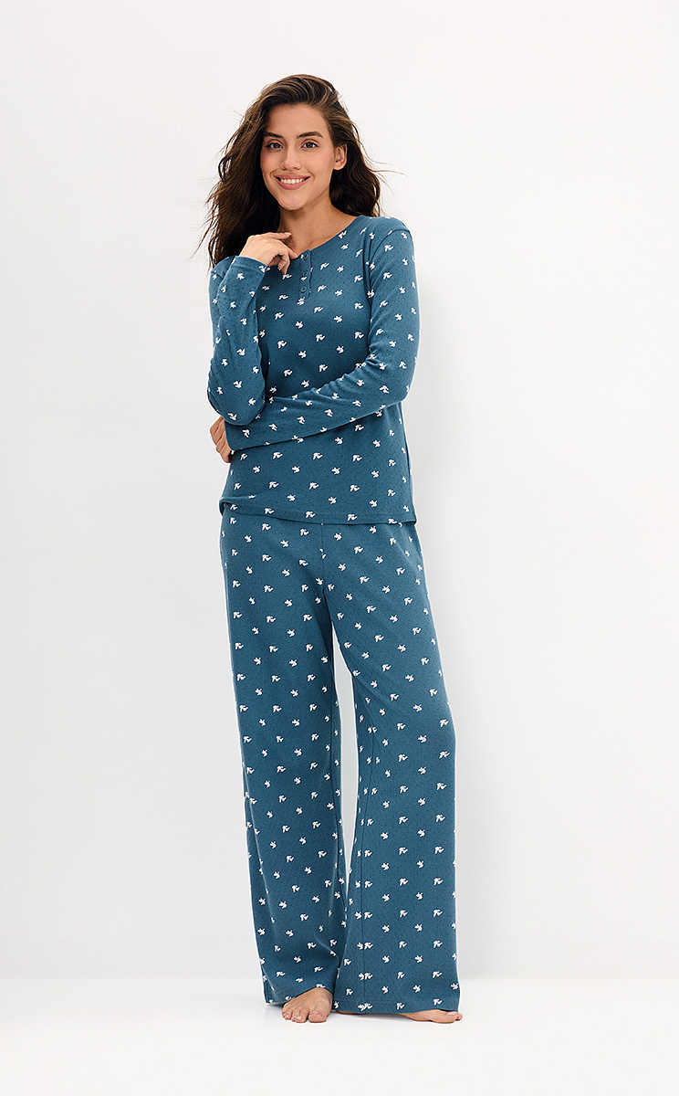     OmD 0244D POINTELLE PRINT AW26 Пижама жен. (Лонгслив+Брюки), СО, OMSA