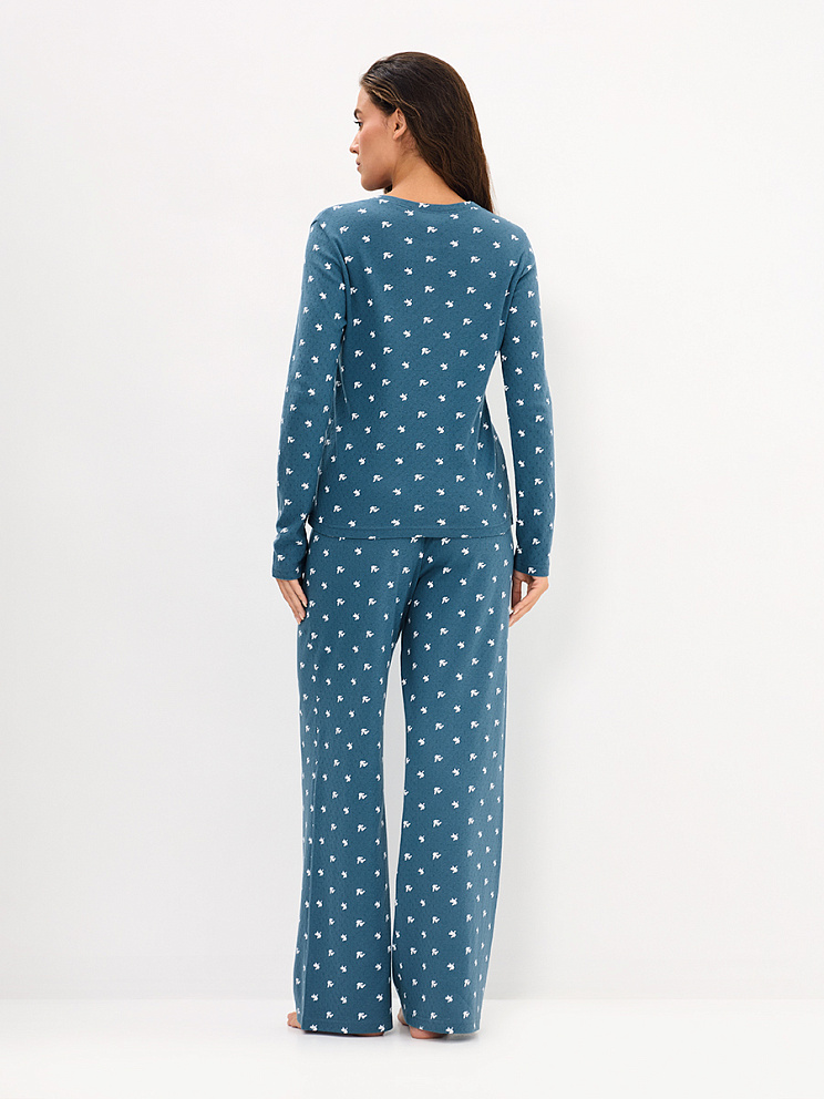     OmD 0244D POINTELLE PRINT AW26 Пижама жен. (Лонгслив+Брюки), СО, OMSA