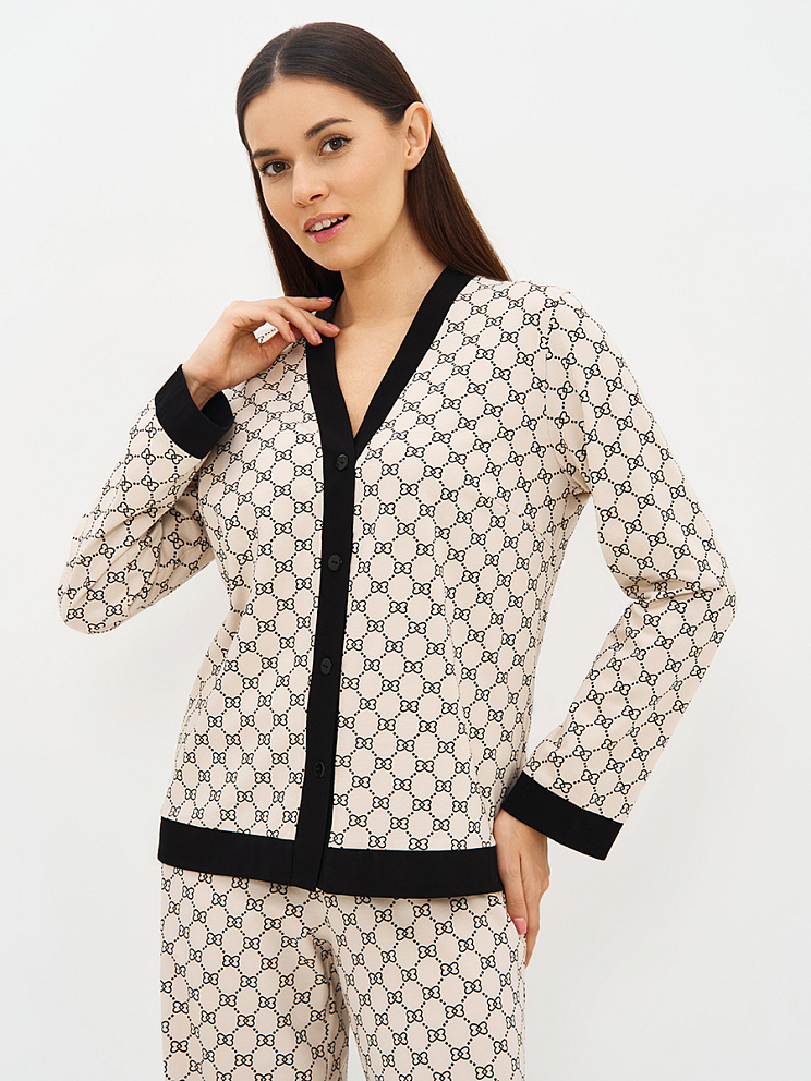 OmD 0232D ALTA MODA Пижама принт. жен. (Рубашка+Брюки прямые), CO, OMSA