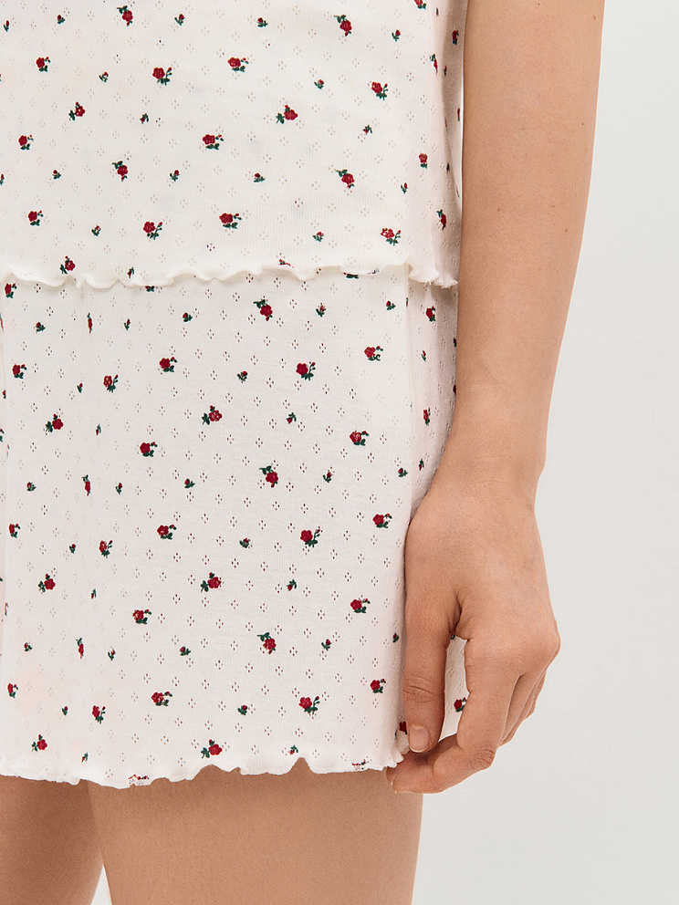    OmD 0260D POINTELLE PRINT Пижама жен. (Футболка+Шорты с гульфиком), СО, OMSA