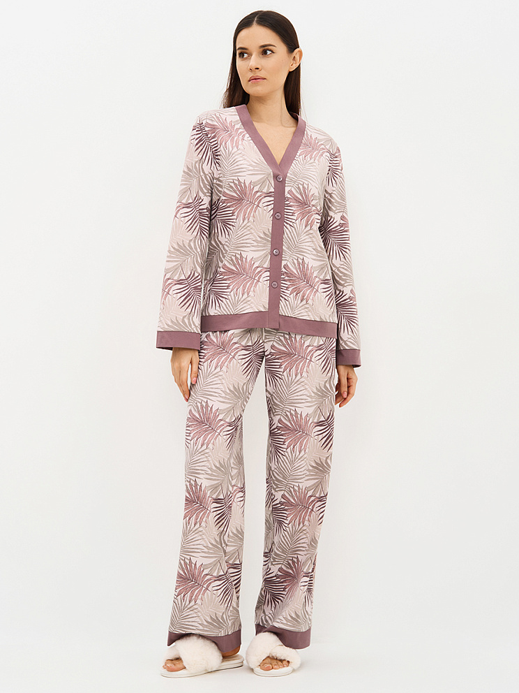 OmD 0232D SELVATICA Пижама принт. жен. (Рубашка+Брюки прямые), CO, OMSA