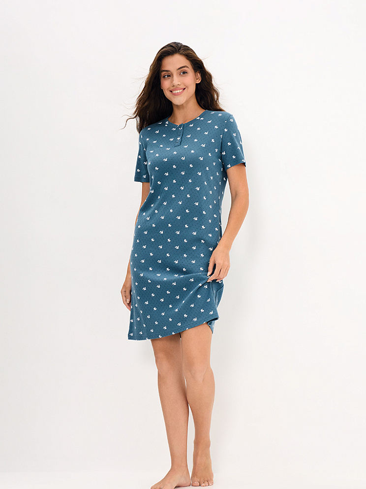     OmD 0114D POINTELLE PRINT AW26 Сорочка ночная жен. (кор.рукав), СО, OMSA