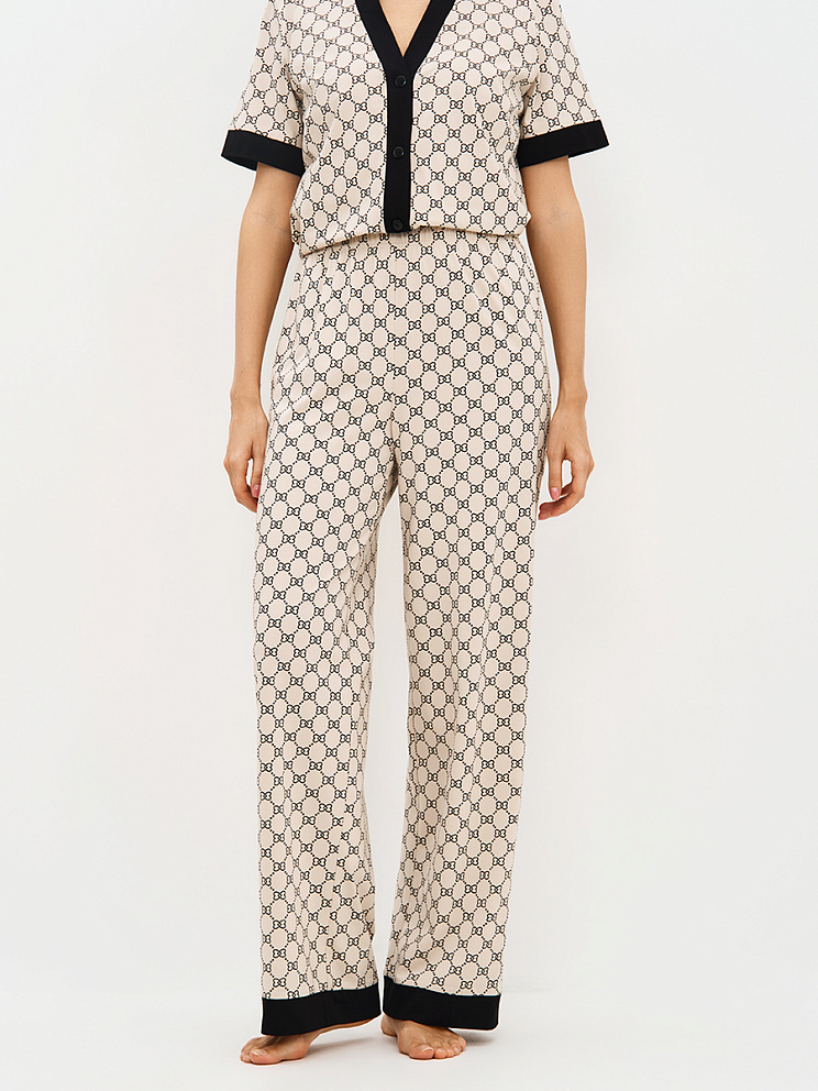 OmD 0244D ALTA MODA Пижама принт. жен. (Рубашка кор.рукав+Брюки прямые), CO, OMSA