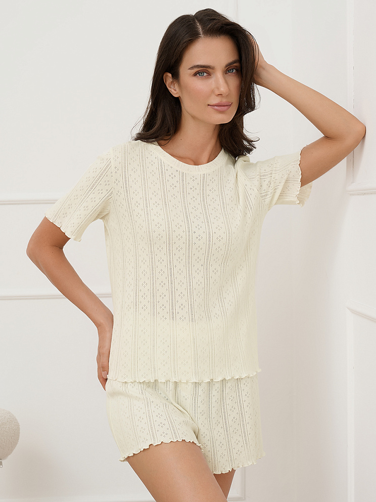 OmD 0260D POINTELLE Пижама жен. (Футболка+Шорты с гульфиком), СО, OMSA