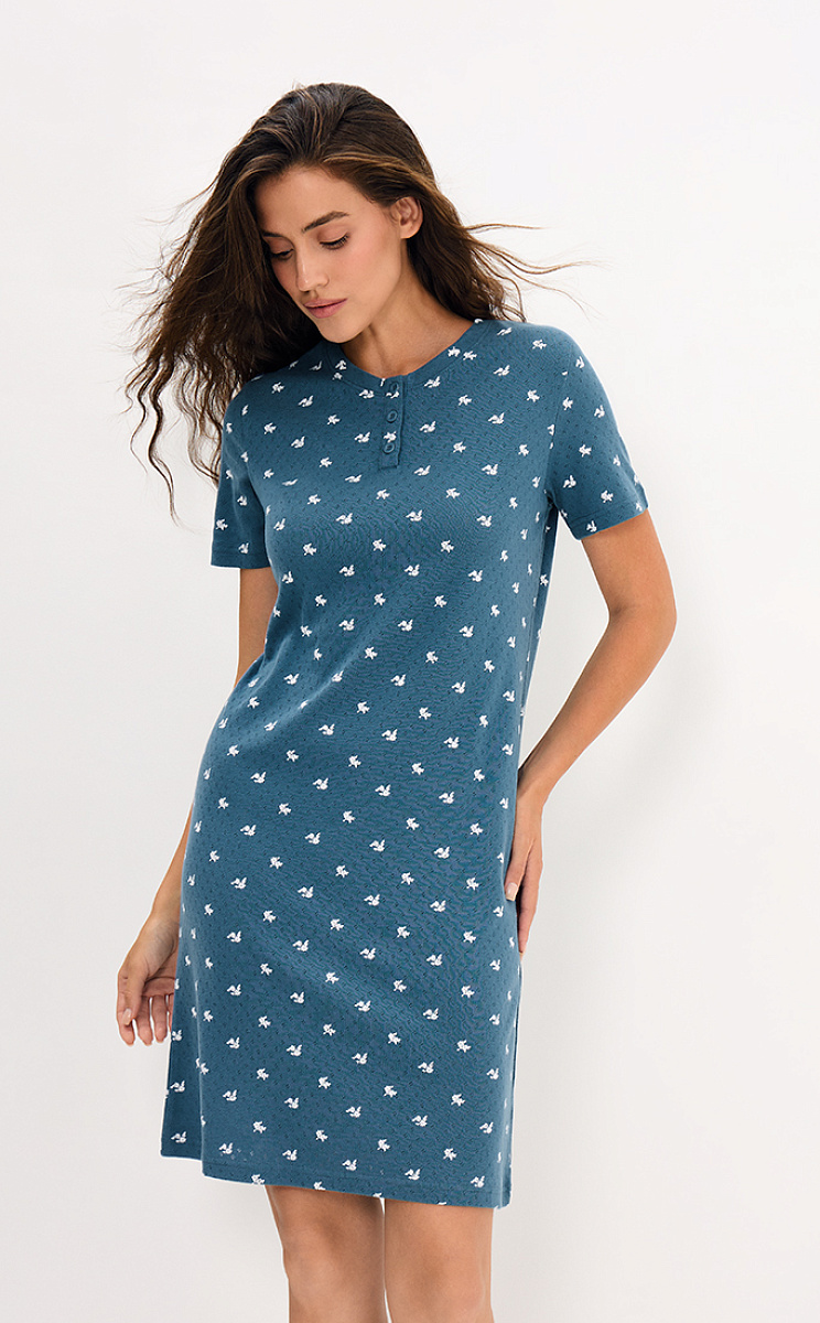     OmD 0114D POINTELLE PRINT AW26 Сорочка ночная жен. (кор.рукав), СО, OMSA