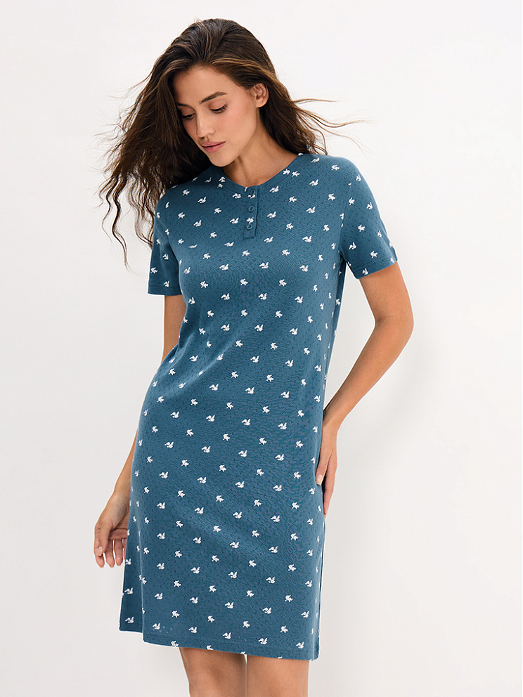     OmD 0114D POINTELLE PRINT AW26 Сорочка ночная жен. (кор.рукав), СО, OMSA