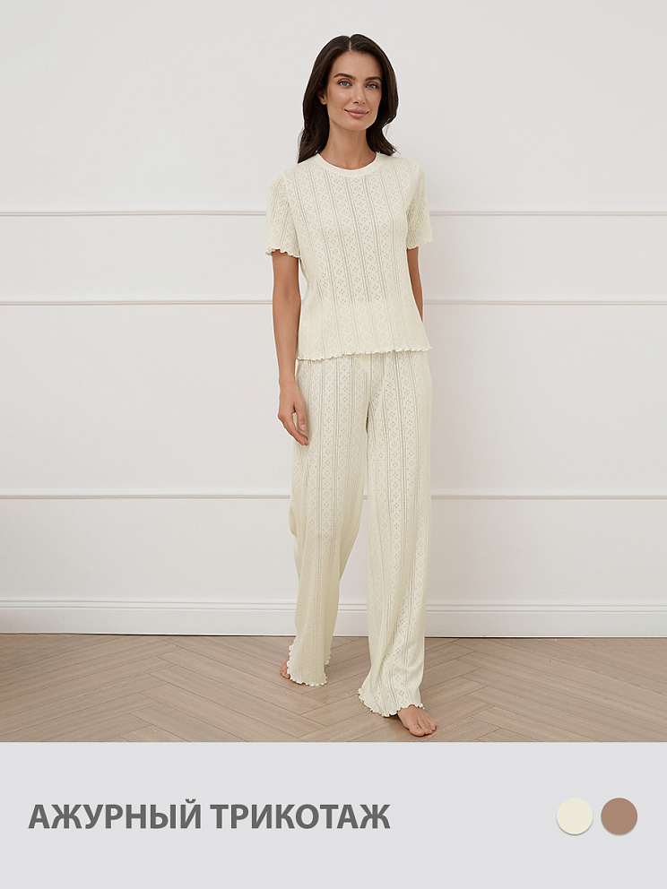 OmD 0250D POINTELLE Пижама жен. (Футболка+Брюки широкие с гульфиком), СО, OMSA