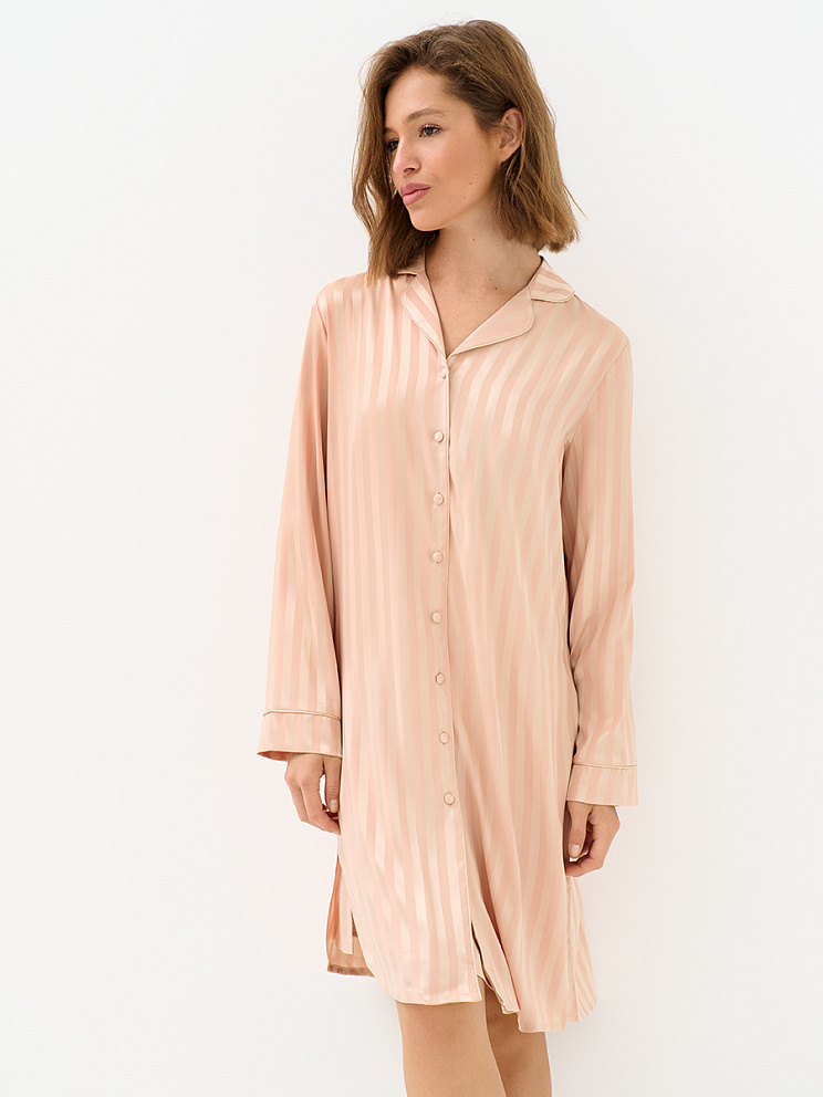 OmD 0413D LINE Рубашка пижамная жен. (жаккард), PL, OMSA