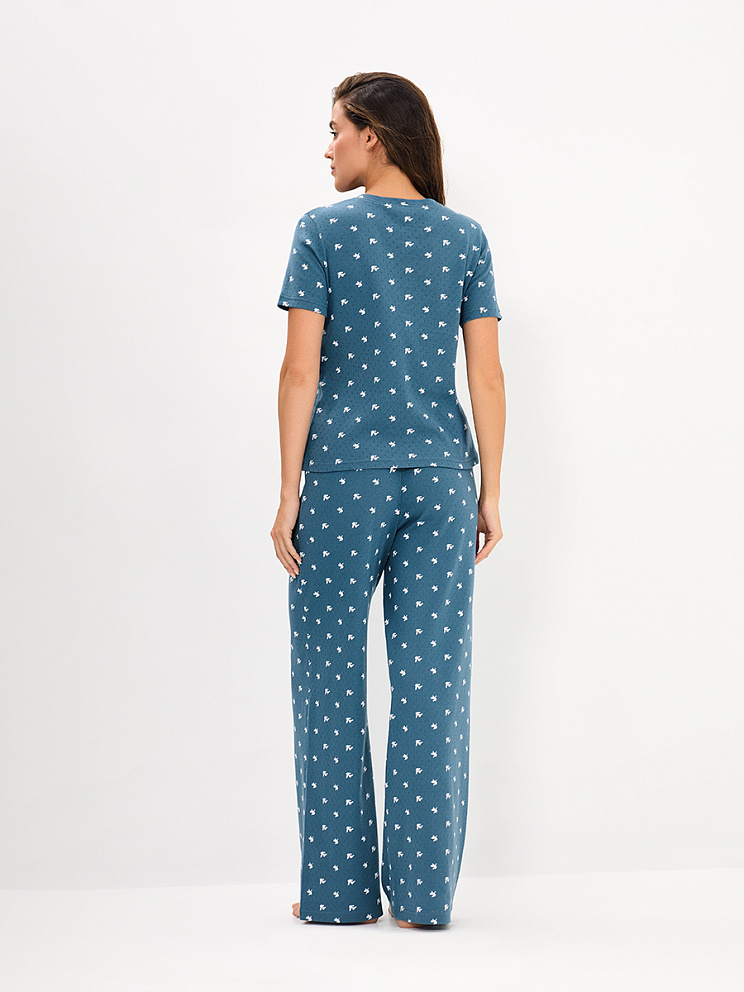     OmD 0250D POINTELLE PRINT AW26 Пижама жен. (Футболка+Брюки), СО, OMSA