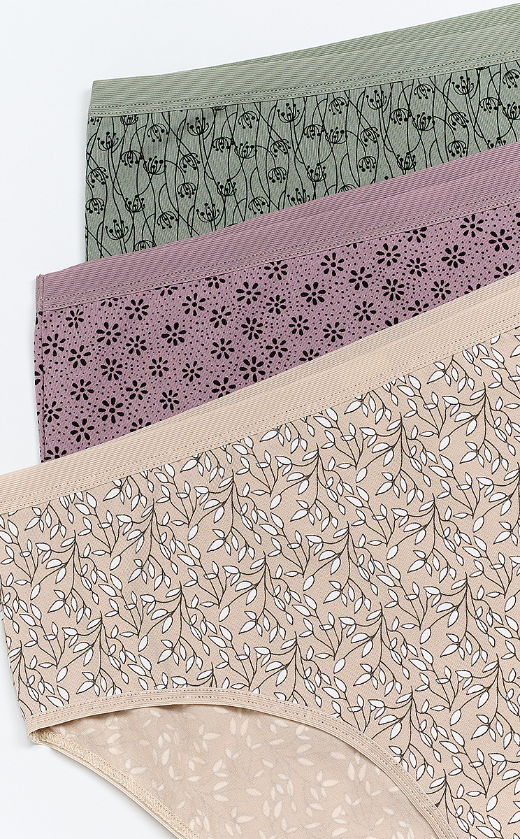 Mi 2222-26 Print Трусы Slip Midi (мультипак 3 шт.), CO, MINIMI