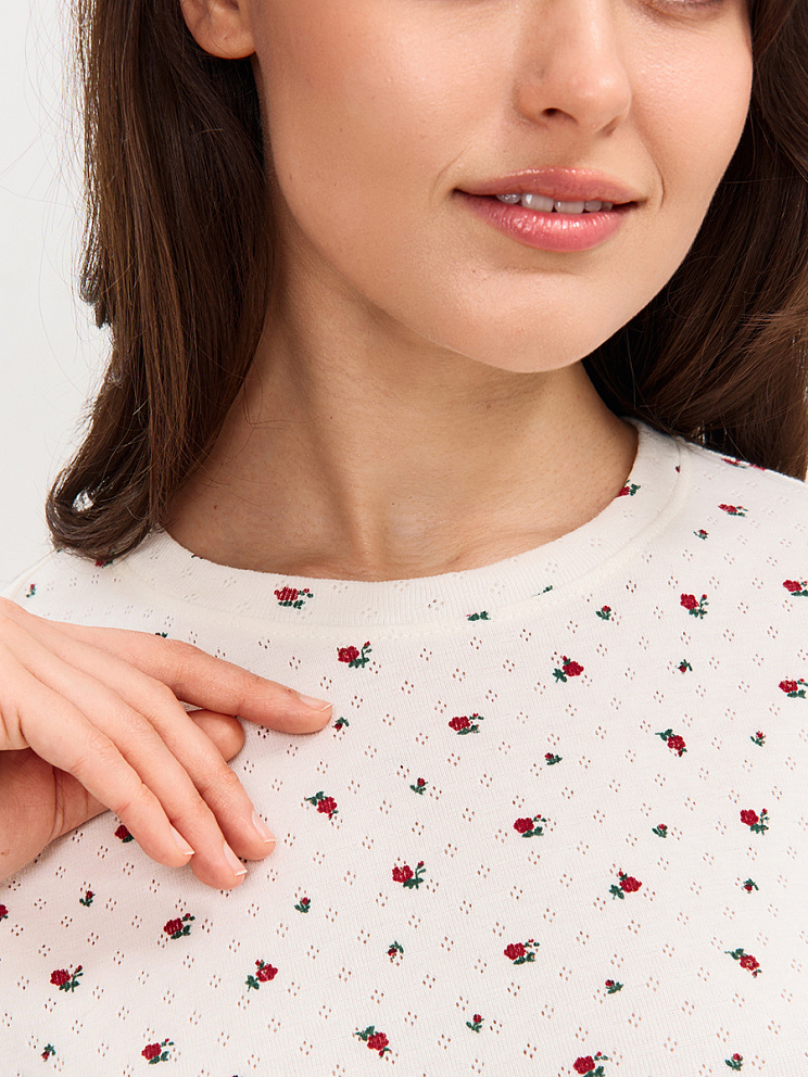    OmD 0250D POINTELLE PRINT Пижама жен. (Футболка+Брюки широкие с гульфиком), СО, OMSA