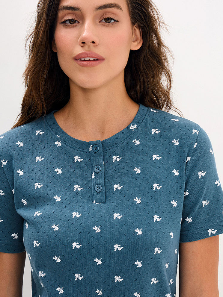    OmD 0260D POINTELLE PRINT AW26 Пижама жен. (Футболка+Шорты), СО, OMSA