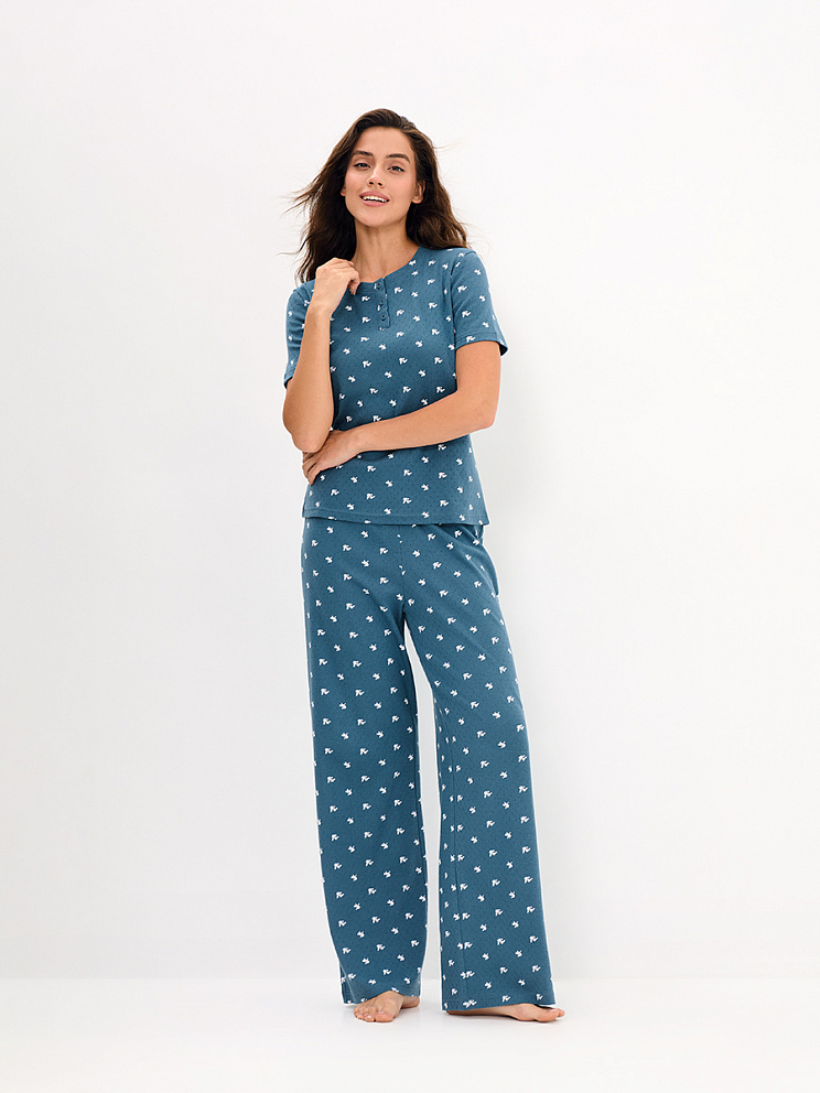     OmD 0250D POINTELLE PRINT AW26 Пижама жен. (Футболка+Брюки), СО, OMSA