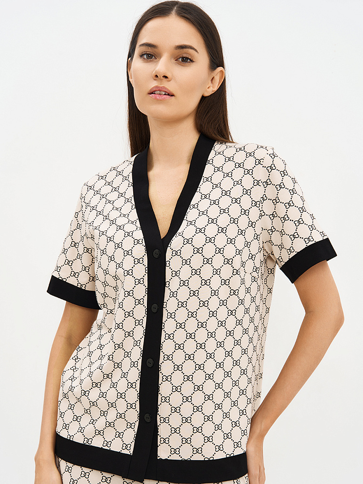 OmD 0240D ALTA MODA Пижама принт. жен. (Рубашка кор.рукав+Шорты), CO, OMSA