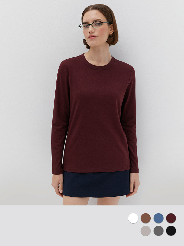 OmT_D1631 Лонгслив женский прямого кроя, CO+EL, OMSA