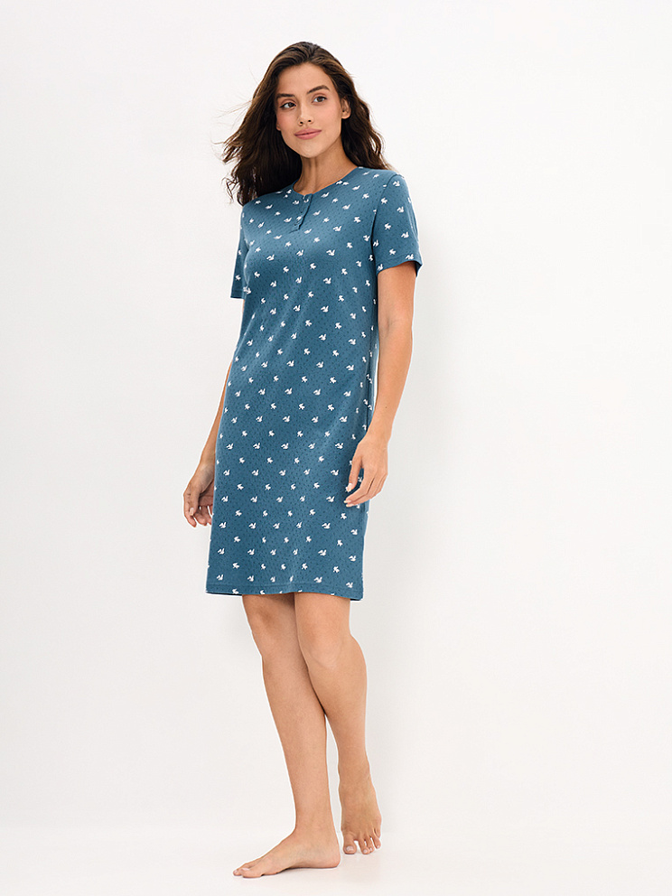     OmD 0114D POINTELLE PRINT AW26 Сорочка ночная жен. (кор.рукав), СО, OMSA