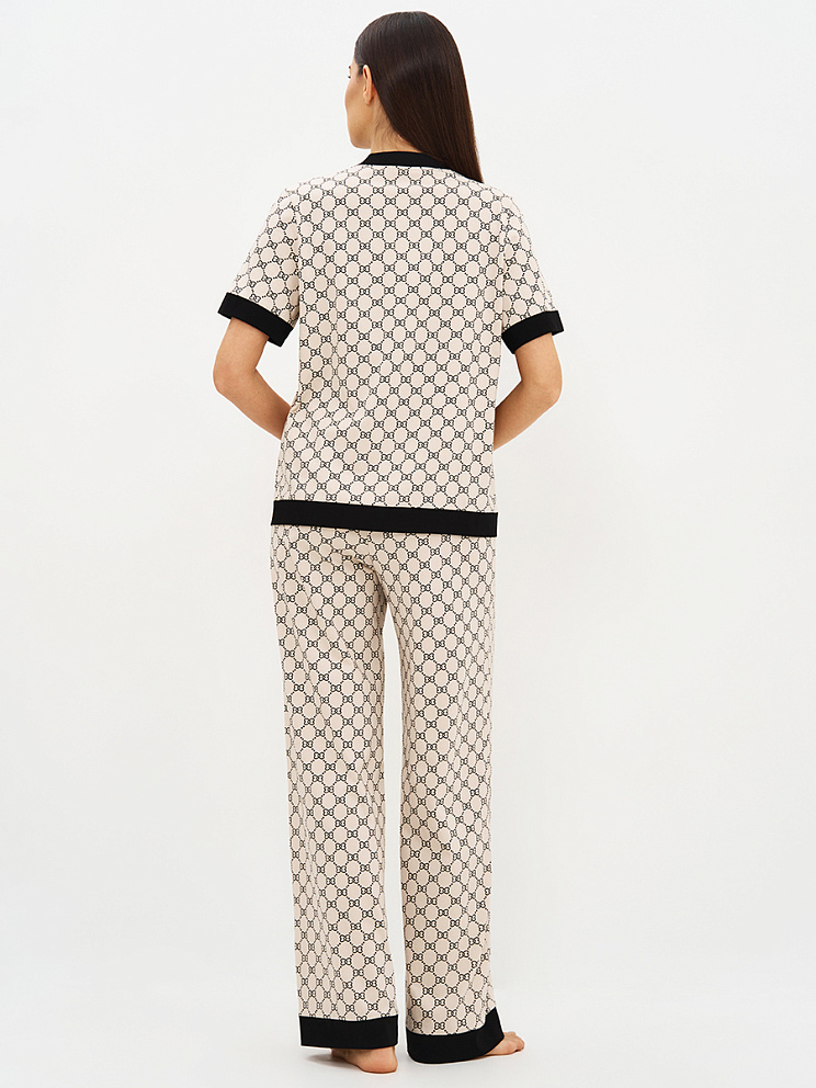 OmD 0244D ALTA MODA Пижама принт. жен. (Рубашка кор.рукав+Брюки прямые), CO, OMSA