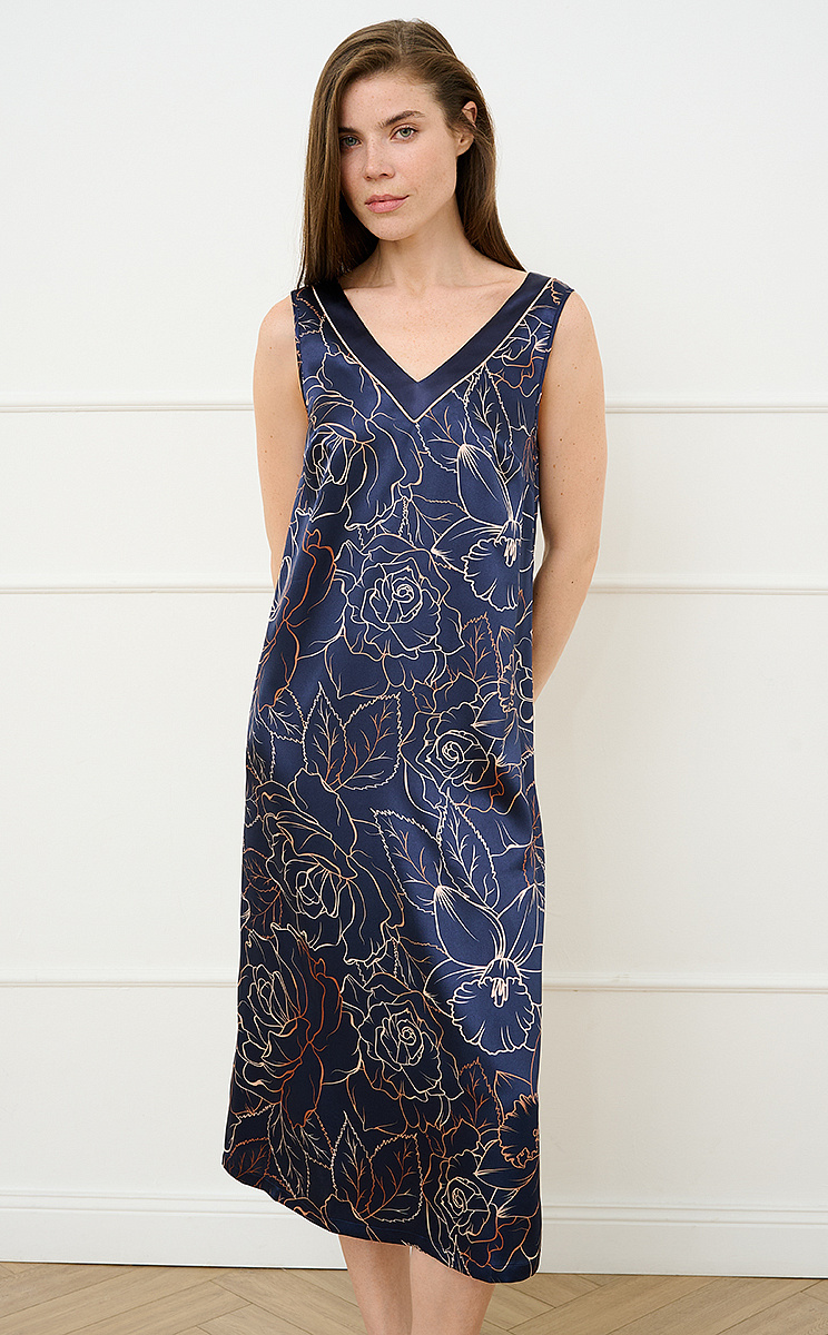 OmD 0121D ROSA Сорочка жен. (на шир. бретелях до середины икры), PL, OMSA