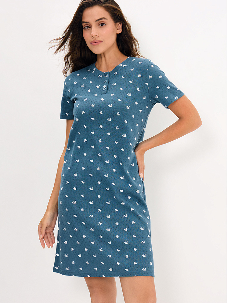     OmD 0114D POINTELLE PRINT AW26 Сорочка ночная жен. (кор.рукав), СО, OMSA