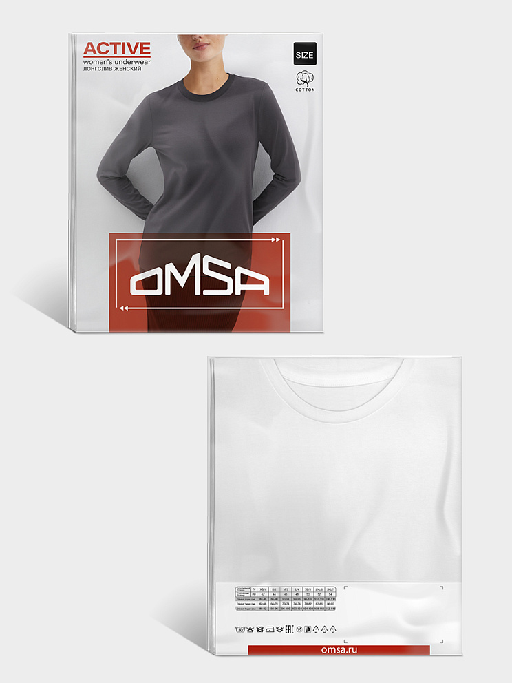 OmT_D1631 Лонгслив жен. прямого кроя, CO+EL, OMSA