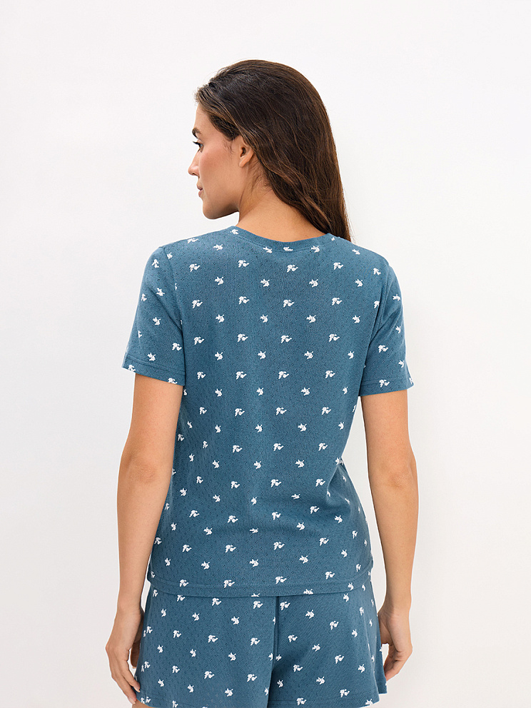     OmD 0260D POINTELLE PRINT AW26 Пижама жен. (Футболка+Шорты), СО, OMSA