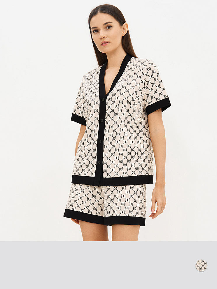 OmD 0240D ALTA MODA Пижама принт. жен. (Рубашка кор.рукав+Шорты), CO, OMSA