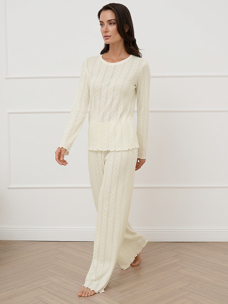 OmD 0244D POINTELLE Пижама жен. (Лонгслив+Брюки широкие с гульфиком), СО, OMSA