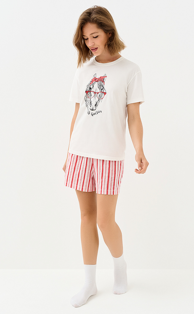 OmD 0235D CAVALLINO Пижама жен. (Футболка + шорты), СО, OMSA