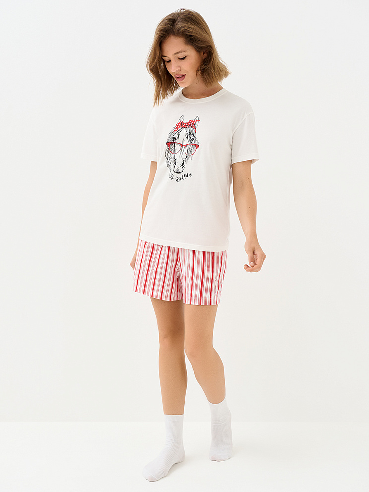 OmD 0235D CAVALLINO Пижама жен. (Футболка + шорты), СО, OMSA