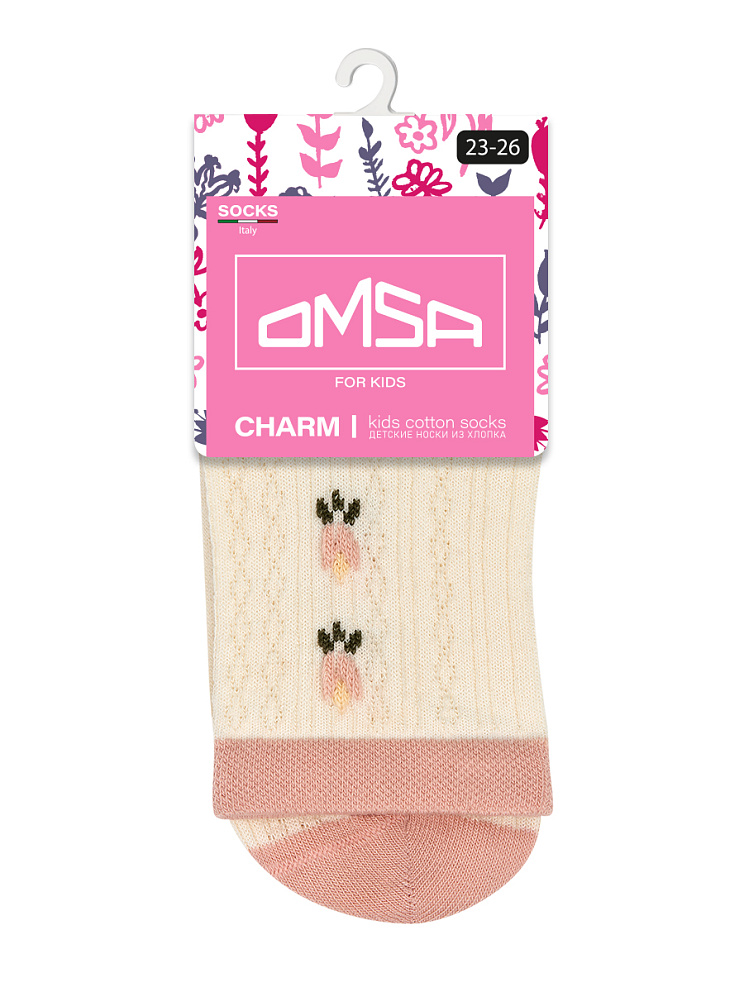 OMSA kids   Calzino 22A03 ажурная косичка и цветочки, OMSA