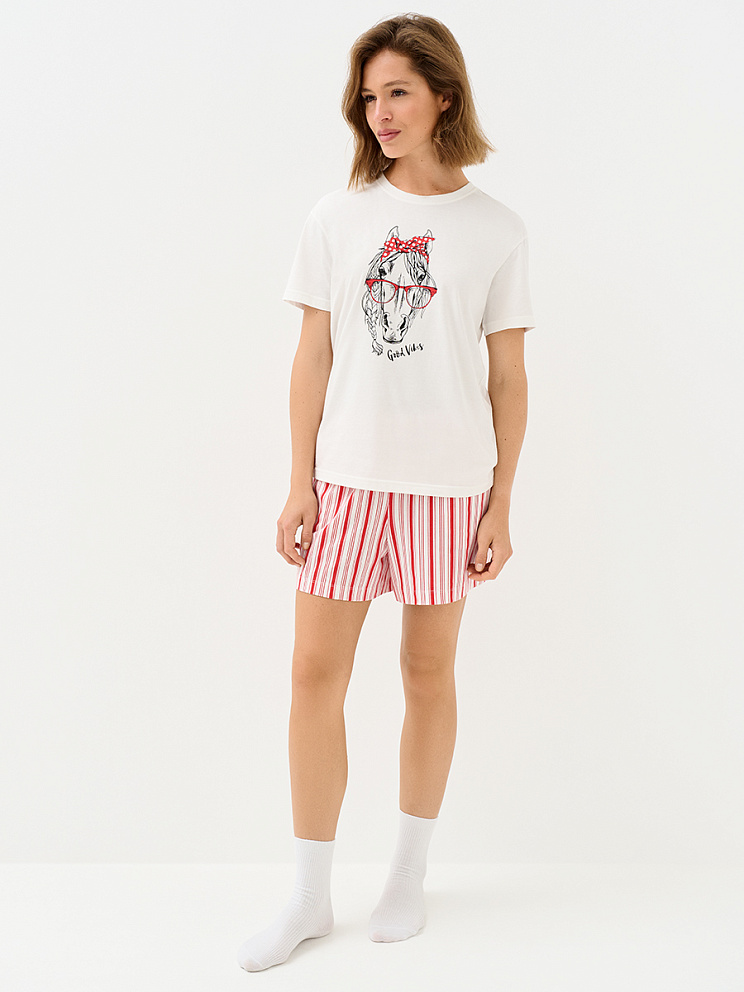 OmD 0235D CAVALLINO Пижама жен. (Футболка + шорты), СО, OMSA