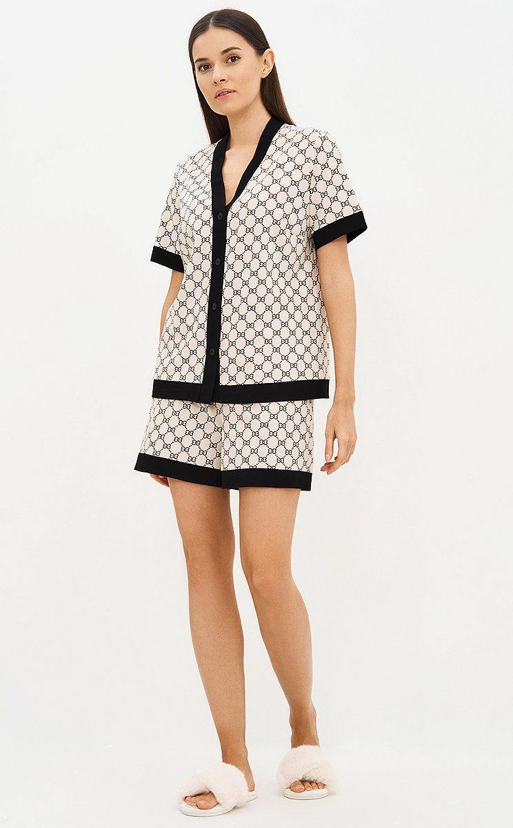 OmD 0240D ALTA MODA Пижама принт. жен. (Рубашка кор.рукав+Шорты), CO, OMSA