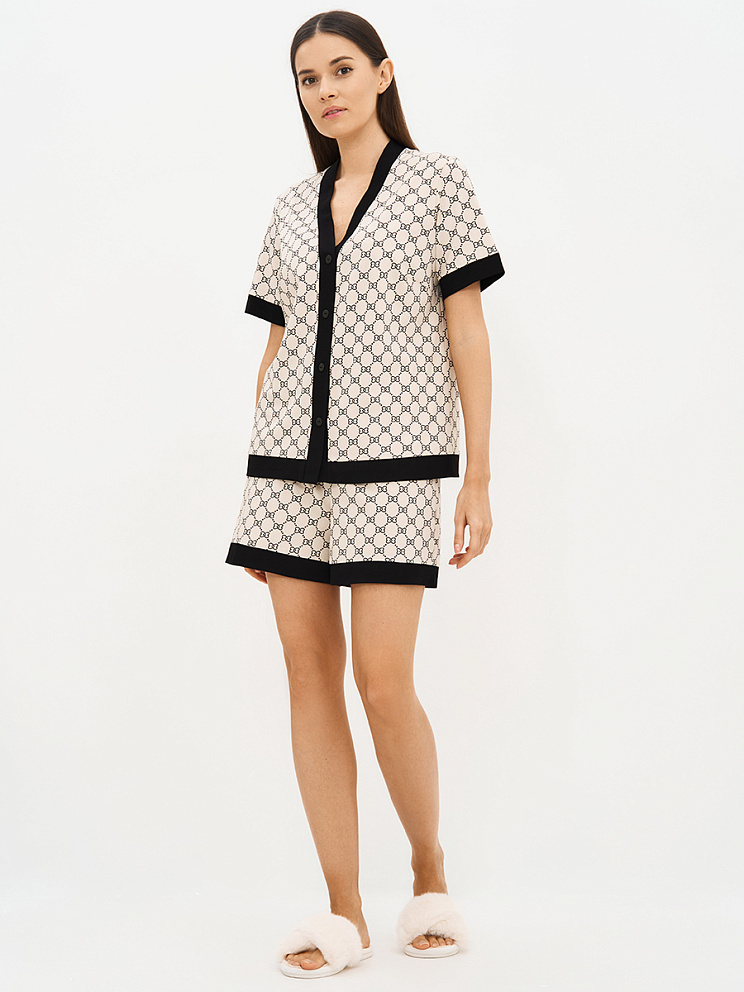 OmD 0240D ALTA MODA Пижама принт. жен. (Рубашка кор.рукав+Шорты), CO, OMSA