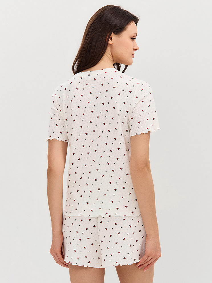    OmD 0260D POINTELLE PRINT Пижама жен. (Футболка+Шорты с гульфиком), СО, OMSA
