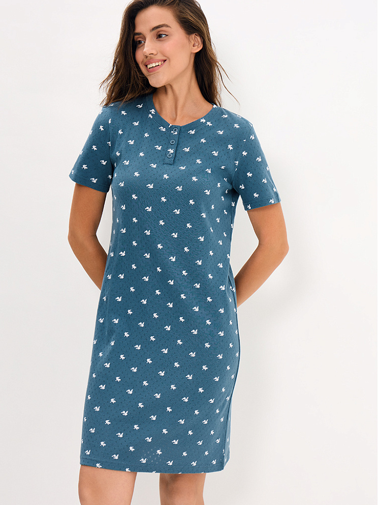     OmD 0114D POINTELLE PRINT AW26 Сорочка ночная жен. (кор.рукав), СО, OMSA